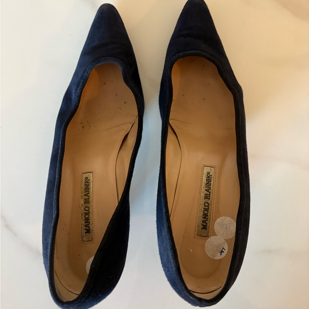 Manolo Blahnik Vintage Navy Suede Heels 41.5 / 10